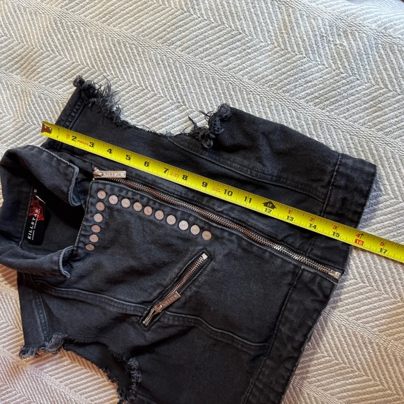 Killstar Crop Denim Vest Jacket, Goth Punk,‎ Black, Size S - Picture 8 of 8